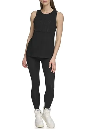 DKNY Exploded Applique Logo Longline Tank T-Shirt de Yoga, , M Femmes