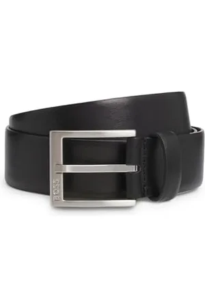 HUGO BOSS Hommes Erron Sz35 Ceinture en cuir italien avec boucle argentée