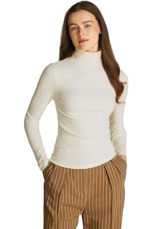 Tommy Hilfiger Slim 5X2 Rib Roll-NK LS WW0WW39826 Autres T-Shirts, , M Femme
