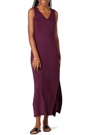 Amazon Robe Longue sans Manches en Jersey à Encolure en V Femme, , M
