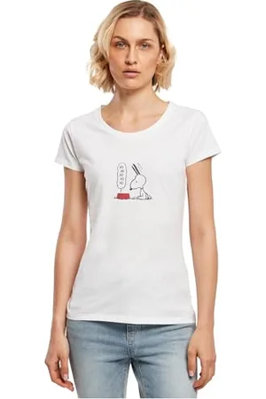 Merchcode Mp0004843-ladies Peanuts Hungry Snoopy Basic Tee T-Shirt, Blanc, L Femmes