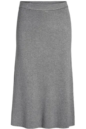 VILA Vicomfy A-Line Knit Skirt-Noos Jupe, Mélange de Gris Moyen, L Femmes