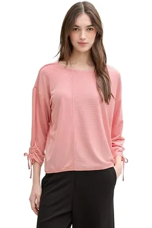 TOM TAILOR 1035680 T-Shirt, 37181-Small Red White Stripe, L Femmes