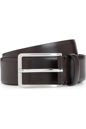HUGO BOSS Hommes Erman-L Sz35 Ceinture en cuir italien avec boucle à logo gravé
