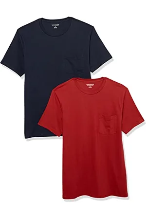 Amazon T-shirt à coupe ajustée, manches courtes et col roulé Homme, Lot de 2, , XS