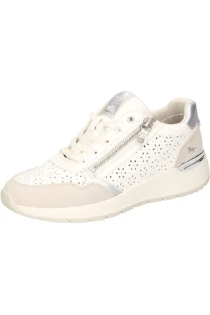 Mustang Femme 1487-303 Chaussures Basses à Lacets, Blanc/argenté, 40 EU