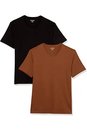 Amazon T-shirt slim à manches courtes et col en V Homme, Lot de 2, , XL