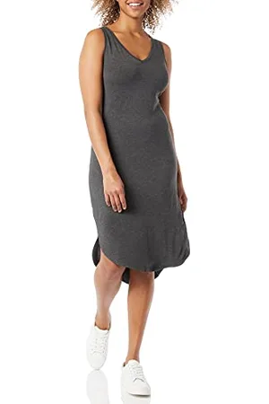 Amazon Robe midi sans Manches en Jersey à col en V, Coupe Classique (Anciennement Daily Ritual) Femme, , L