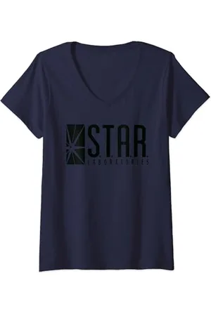 DC Comics Originals Flash Star Labs Logo Black T-Shirt avec Col en V