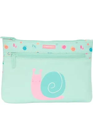 Safta Préscolaire Escargot - Trousse Scolaire Grande Double Fermeture éclair, Trousse pour Enfant, Pratique et Polyvalente, Nettoyage Facile, 23 x 3 x 16 cm, Couleur ,