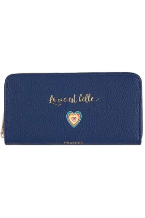 DRAEGER PARIS 1886 Draeger Paris - Grand Portefeuille Femme - La Vie Est Belle - Bleu Marine - polyuréthane