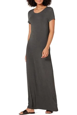 Amazon Robe Longue à Manches Courtes Femme, , XL