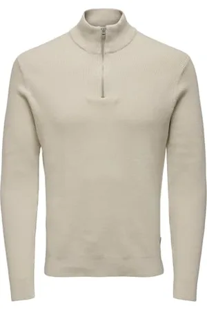 Only & Sons Onsphil Reg 12 Cotton Half Zip Knit Noos Sweater, Doublure argentée, XS Homme