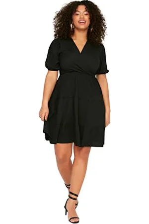 Trendyol Mini Robe Portefeuille Standard Grande Taille, , X-Large Plus Femme