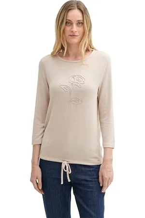 TOM TAILOR 1044408 T-Shirt, 25955-Dusty Beige Melange, L Femmes