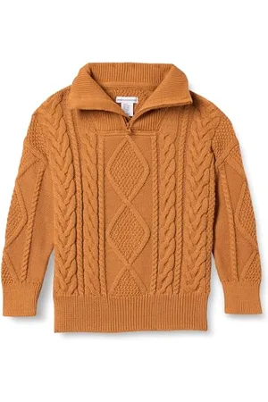 Amazon Pull à Coupe décontractée en Tricot torsadé avec col zippé Garçon, , 6-7 Ans