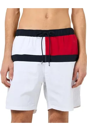Tommy Hilfiger Short de Bain Homme Long Drawstring avec Cordon de Serrage, Blanc (Th Optic White), XL
