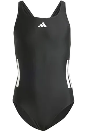 adidas Fille 3-Stripes C-Back Swimsuit Kids, Black/White, 5-6 Years