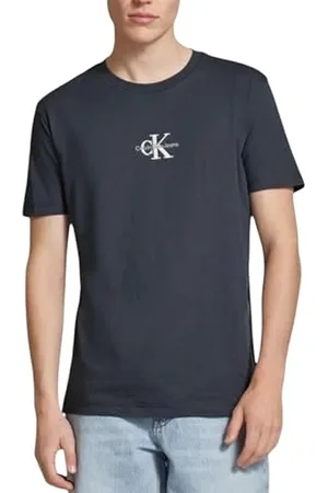 Calvin Klein T-Shirt Manches Courtes Homme Monologo Col Ras-du-Cou, Gris (Ebony), 6XL