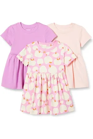 Amazon Robe en jersey à manches courtes Fille, Lot de 3, , 2 ans