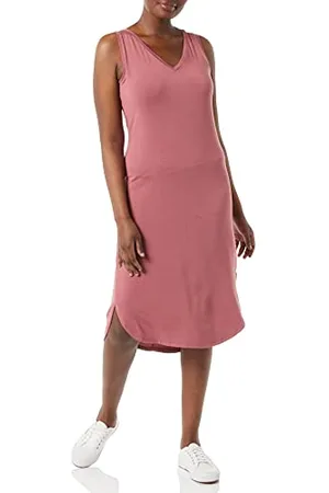 Amazon Robe midi sans Manches en Jersey à col en V, Coupe Classique (Anciennement Daily Ritual) Femme, , XXL