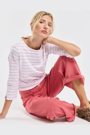 Armor.lux Marinière Manches 3/4 et col Bateau en Coton Rustique Femme Sweater