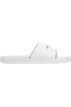 Calvin Klein Homme Slide Rubber Neoprene MONOLOGO YM0YM00361 Diapositives, White (Bright White/Oyster Mushroom), 42 EU