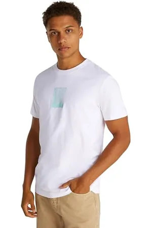 Calvin Klein T-Shirt Manches Courtes Homme Brush Stroke Graphic Tee Regular Fit, Blanc (Bright White), S