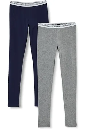 Calvin Klein Leggings Lot de 2 Fille Slim Fit, Multicolore (Greyheather/Peacoat), 14-16 Ans