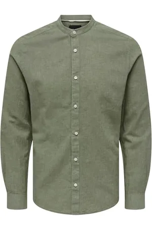 Only & Sons Onscaiden Ls Solid Linen Mao Shirt Noos Chemise, , XXL Homme