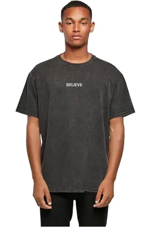 Merchcode Mp0007003-believe Front Acid Washed Heavy Oversized Tee T-Shirt, , L Hommes