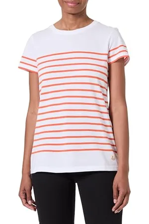 Armor.lux Marinière Etel à Manches Courtes et col Bateau en Coton léger Femme T-Shirt
