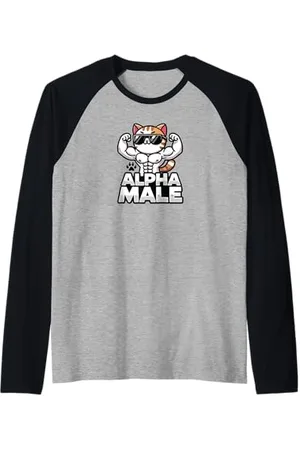Gagster Alpha Feline Male Funny Sunglasses Cat Graphic Animal Humor Manche Raglan