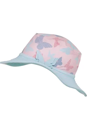 Playshoes Sonnenhut, Chapeau de Soleil Fille, Rosa Schmetterlinge