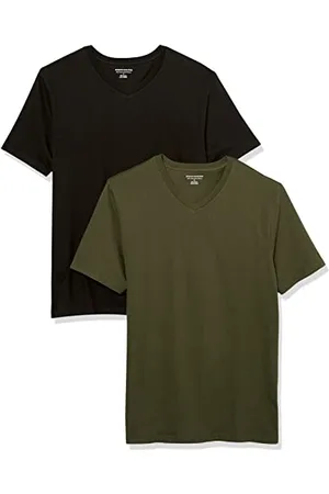 Amazon T-shirt slim à manches courtes et col en V Homme, Lot de 2, , L