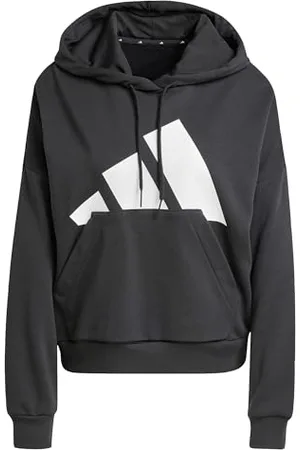 adidas Femme Essentials BIG Logo French Terry Loose Hoodie, Black/White, XS