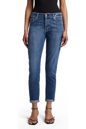 7 for all Mankind Jeans - pour Femme - Modèle Josefina Boyfriend - Taille Moyenne - Bleu