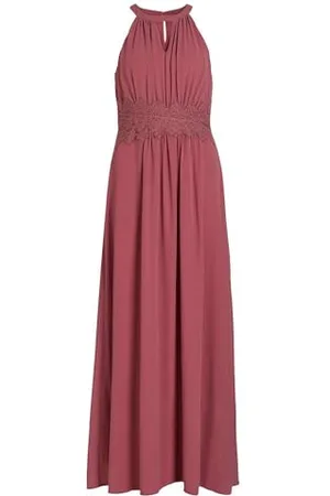VILA Vimilina Noos Maxi Dress Col Ras du Cou Robe de soirée, Rose Mesa-Détails : élastique, 42 Femme