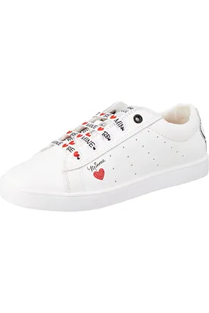 Geox Fille J Kathe Girl F Sneakers, White/Red, 30 EU