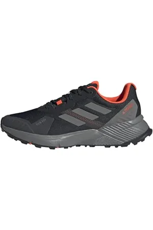 adidas Homme Terrex Soulstride Rain.RDY Trail Running Shoes Chaussures de Course sur Sentier, Core Black/Grey Four/Solar Red, 42 EU