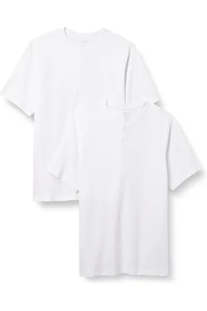 Amazon Henley en Piqué à Manches Courtes, Coupe Classique (Grandes Tailles Disponibles) Homme, Lot de 2, , M