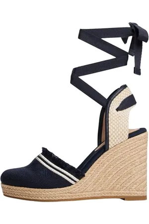Tommy Hilfiger Femme Fringe Canvas High Wedge Fw0fw08878 Espadrilles compensées, Blue (Space Blue), 38 EU