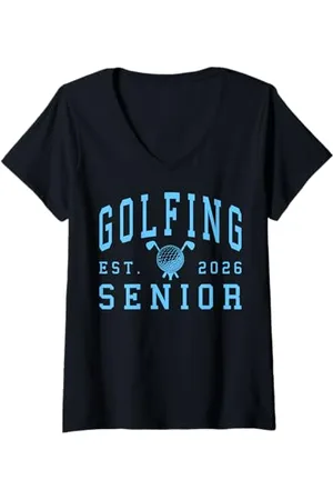 Class of 2026 Graduation Shirts Femme Golf Senior Golf de nuit Senior 2026 Graduation 70 T-Shirt avec Col en V
