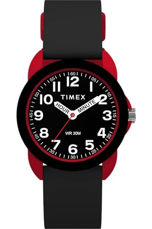 Timex TW2W91900 Machines Montre pour Enfant 30 mm avec Bracelet en Silicone Noir, Cadran Noir, Boîtier