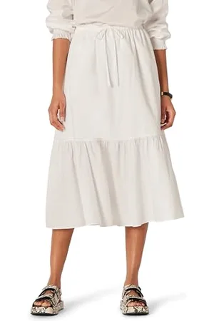 Amazon Jupe Midi Cintrée et Évasée en Satin de Coton (Haut Vendu Séparément) Femme, , S