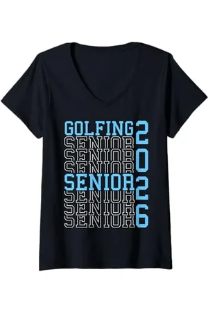 Class of 2026 Graduation Shirts Femme Golf Senior Golf de nuit Senior 2026 Graduation 66 T-Shirt avec Col en V