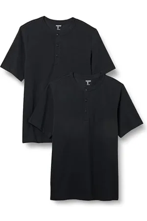 Amazon Henley en Piqué à Manches Courtes, Coupe Classique (Grandes Tailles Disponibles) Homme, Lot de 2, , M