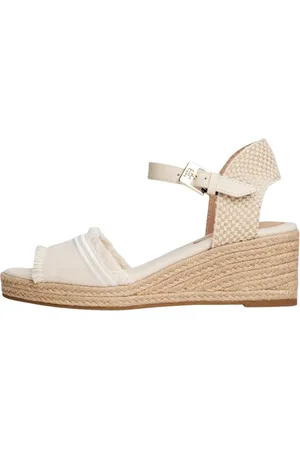 Tommy Hilfiger Femme Fringe Canvas Medium Wedge Fw0fw08879 Espadrilles compensées, Beige (Muslin), 40 EU