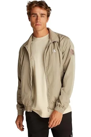 Calvin Klein Veste Coupe-Vent Homme Unpadded Harrington avec Col Montant, Beige (Stone Gray), L