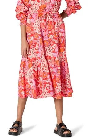 Amazon Jupe Midi Cintrée et Évasée en Satin de Coton (Haut Vendu Séparément) Femme, , S